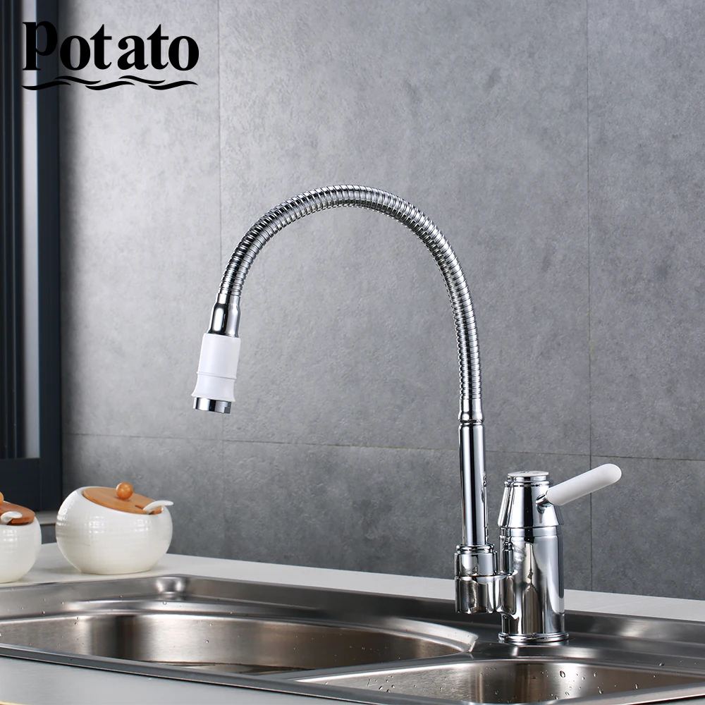 

Potato Kitchen Faucet sink Silica Gel Nose Any Direction Rotation Cold and Hot Water Mixer water tap p40233-