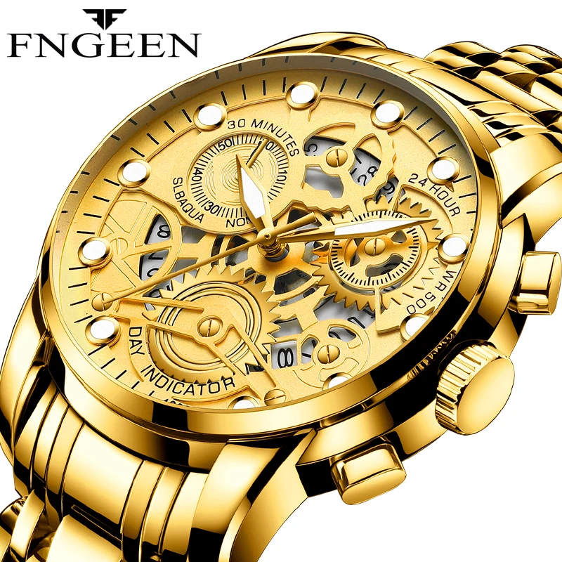 

2020 Men's Luxury Trend Quartz Watch Multiple Time Zone Hollow Out Dial Fashion Men's Watches With Luminous Hands  