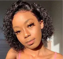 Pelucas de cabello humano con cierre Frontal para mujer, postizo de encaje de 5x5 con ondas profundas brasileñas de 30 pulgadas, color Natural con agua rizada