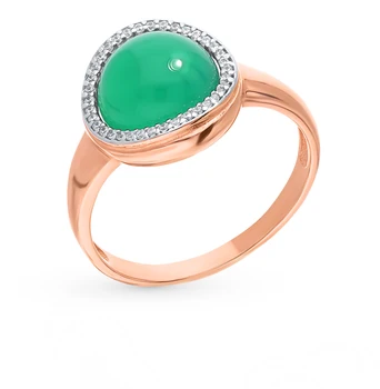 

Silver ring with cubic zirconia and agate sunlight