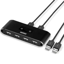 

2021 New USB KVM Switch USB 3.0 2.0 Switcher with Extender 2 Computers Share 4 USB Hub Ports for Keyboard Mouse Printer U Disk