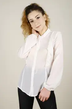 

Women's Crew Neck Ruffle Detail Shirt