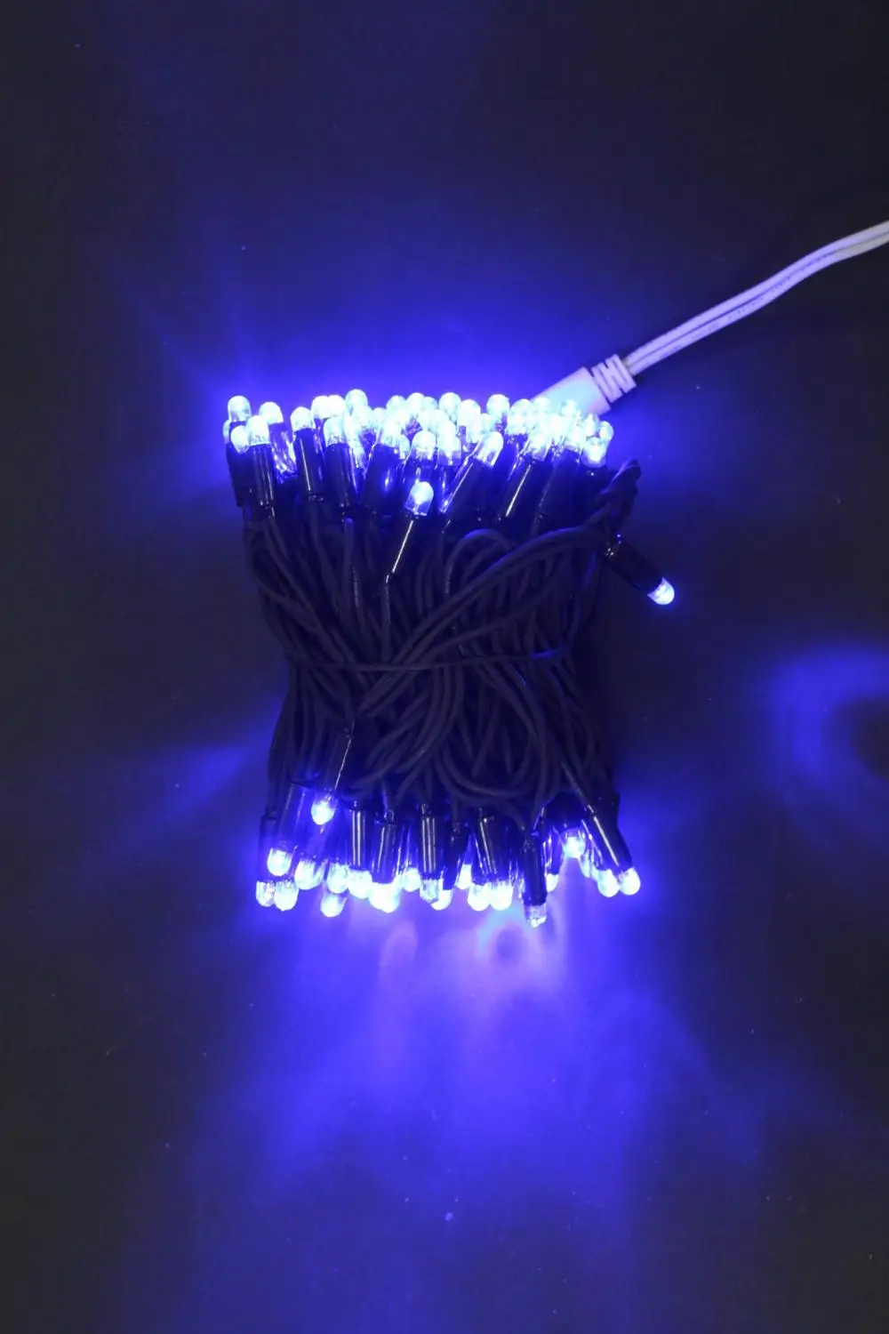 Гирлянда Нить уличная для украшения 10м, 31V, шнур черного цвета, 100 LED, 90 синих постоянного свечения и 10 белых мигающих