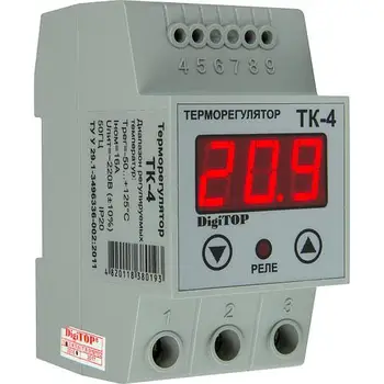 

Digital thermoregulator digitop tk-4k. On DIN rail up to + 1000 degrees (without sensor).