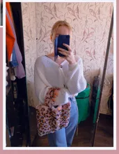 Bolso grande de felpa con cadena para mujer, tipo bandolera bolso de hombro a la moda, de piel suave y cálida