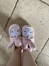 Zapatillas de conejo para interior para niña, pantuflas antideslizantes impermeables de algodón, parte inferior de goma