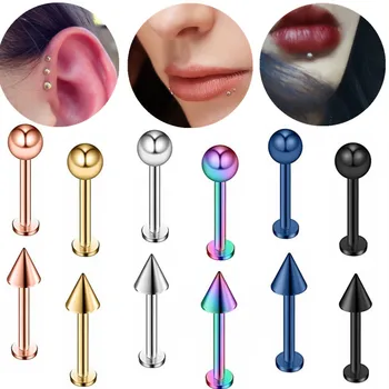 

2PC Surgical Steel Initial Labret Stud Piercing 16G Lip Piercing Jewelry Lot Labret Stud Cartilage Piercing Tragus Earring Daith