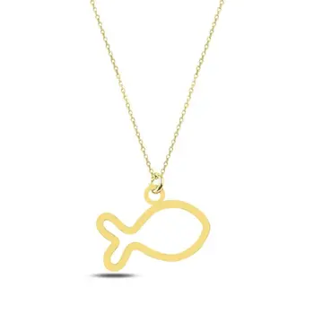 

Angemiel 925 Silver Fish Simple Necklace-Gold Plated