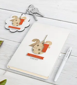 

Personalized 2021 Happy birthday White Notebook Pen and Keychain Gift Seti-3