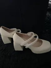 Off-white word-zapatos de tacón alto para mujer, plataforma impermeable, tacón grueso, punta cuadrada, zapatos Mary Jane retro francés, novedad de 2021