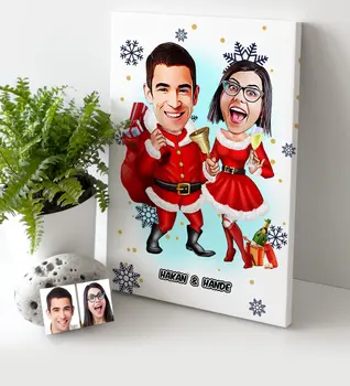 

Personalized Christmas Theme Valentine Caricature Of Canvas table (30x50 cm.)-3