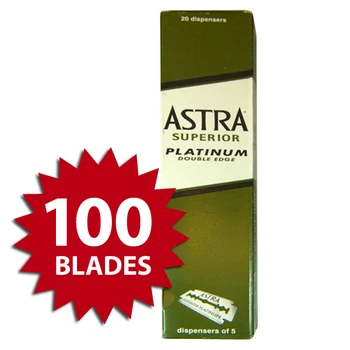 

100 X ASTRA SUPERRIOR PLATINUM DOUBLE EDGE BLADE FOR TRADITIONAL RAZOR - EXTRASHAVING BARBER SUPPLIES LEADER