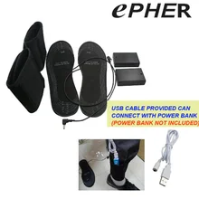 EPHER, 2 пары, стельки для обуви на открытом воздухе, теплые, с батареей, с подогревом, стельки для обуви, USB power Bank, с подогревом, стельки для прогулок, нордической охоты