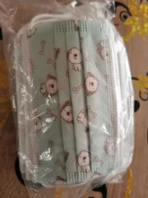 Mascarilla desechable con dibujos animados para niños, 3 capas, transpirable, no tejida, gruesa y cálida, con elásticos, 50 Uds.