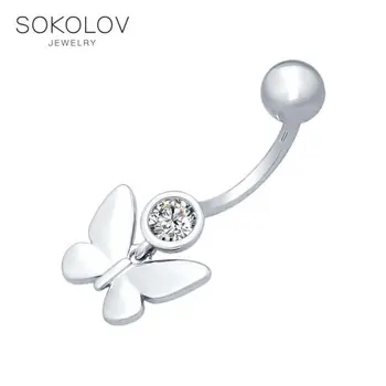 

Pendant SOKOLOV navel piercing with silver phianite fashion jewelry 925 women's male