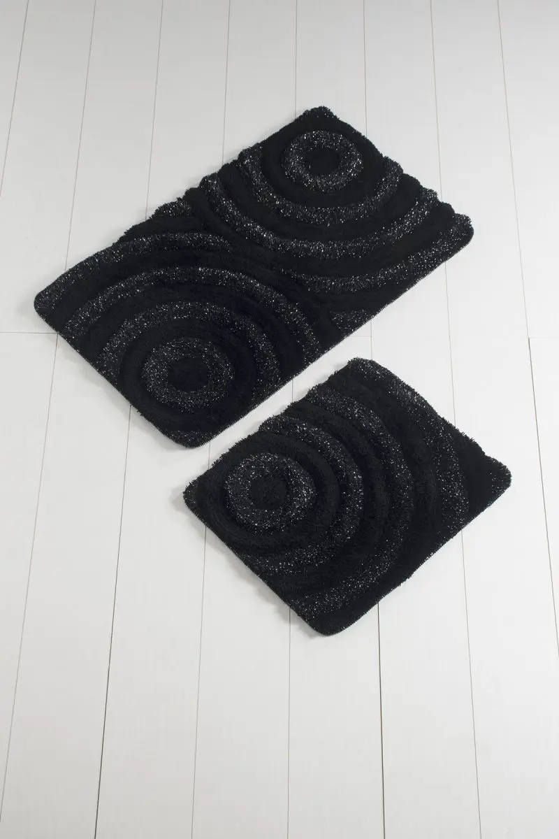 Коврики для ванной нескользящие Противоскользящие коврики противоскользящие волны Черный 2'Li набор 60X100 см-50X60 см