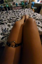 Tobillera de piel sintética con cabeza de gatito, cadena para las piernas, con corazón Sexy, Punk, amor, liga para las piernas, arnés redondo, negro, ajustable