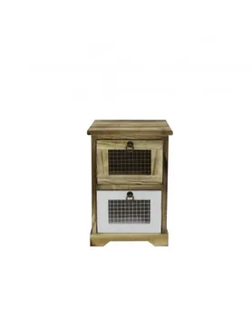 

Mobili Rebecca Bedside Table 2 Drawers White Light Wood Retro 43x30x30