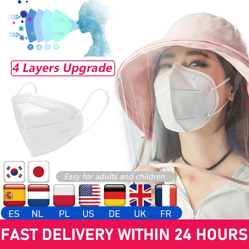 

10PCS KN95 Anti Dust Mask Protective Mask FFP2 Safety Respirator PM2.5 95% Filtration Respirator KN95 Face Mask Reusable
