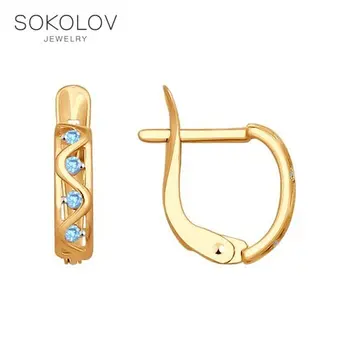 

SOKOLOV drop earrings with stones of gold with cubic zirconia fashion jewelry 585 women's/men's, male/female, long earrings