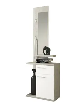 

Details on entrance entry Nafplio 3 shelves drawer door and furniture mirror