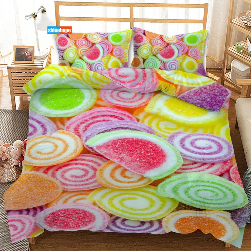 

3 Pcs Luxury Duvet Cover Set Fashion Sweets Candy Bedding Sets Comforter Duvet Cover Pillowcase Home Textiles
