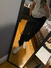 Pantalones calientes con bolsillos grandes y de cintura alta para mujer, ropa informal suelta, para uso táctico y hip hop, de alta calidad