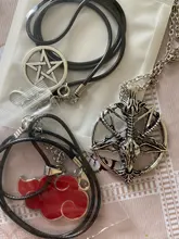 Collar con colgante de cabeza de cabra y calavera de Dios, pentagrama Retro, suerte, satanismo, occulta, Metal, Vintage, plateado, Estrella