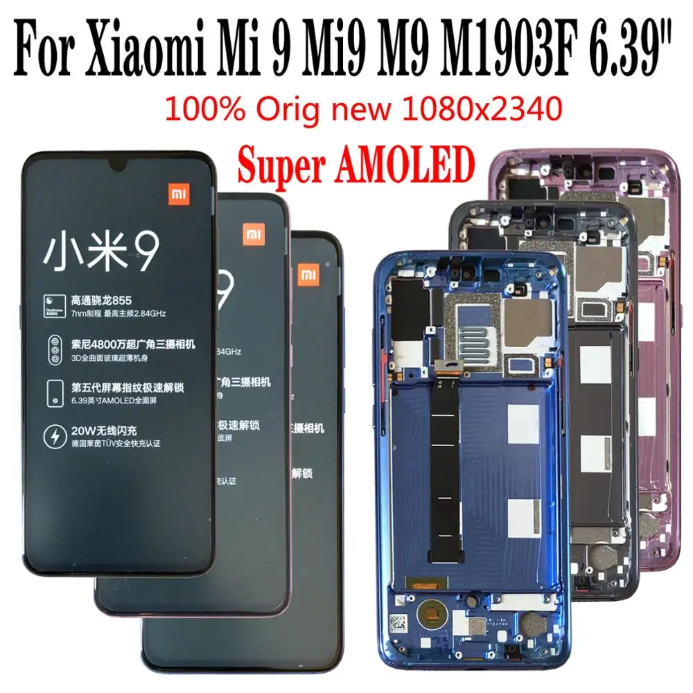 

Shyueda 100% Orig New Super AMOLED 1080x2340 For Xiaomi Mi 9 Mi9 M9 M1903F 6.39" LCD Display Touch Screen Digitizer