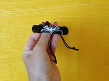 Pulsera de murciélago de cuero negro Vintage para hombre y mujer, cadena de cuerda hecha a mano, pulseras con abalorio de murciélago, accesorios de joyería A700