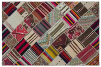 

Handmade Natural Vintage Patchwork Rug Area Rug 155x234 Cm-5'1''X7'8''