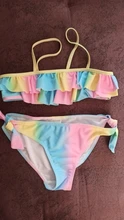 Nuevo 2021 niñas traje de baño 3 ~ 14Y adolescente traje de baño de las niñas Arco Iris set de Bikini de niños de dos piezas de los niños baño Biquini Infantil