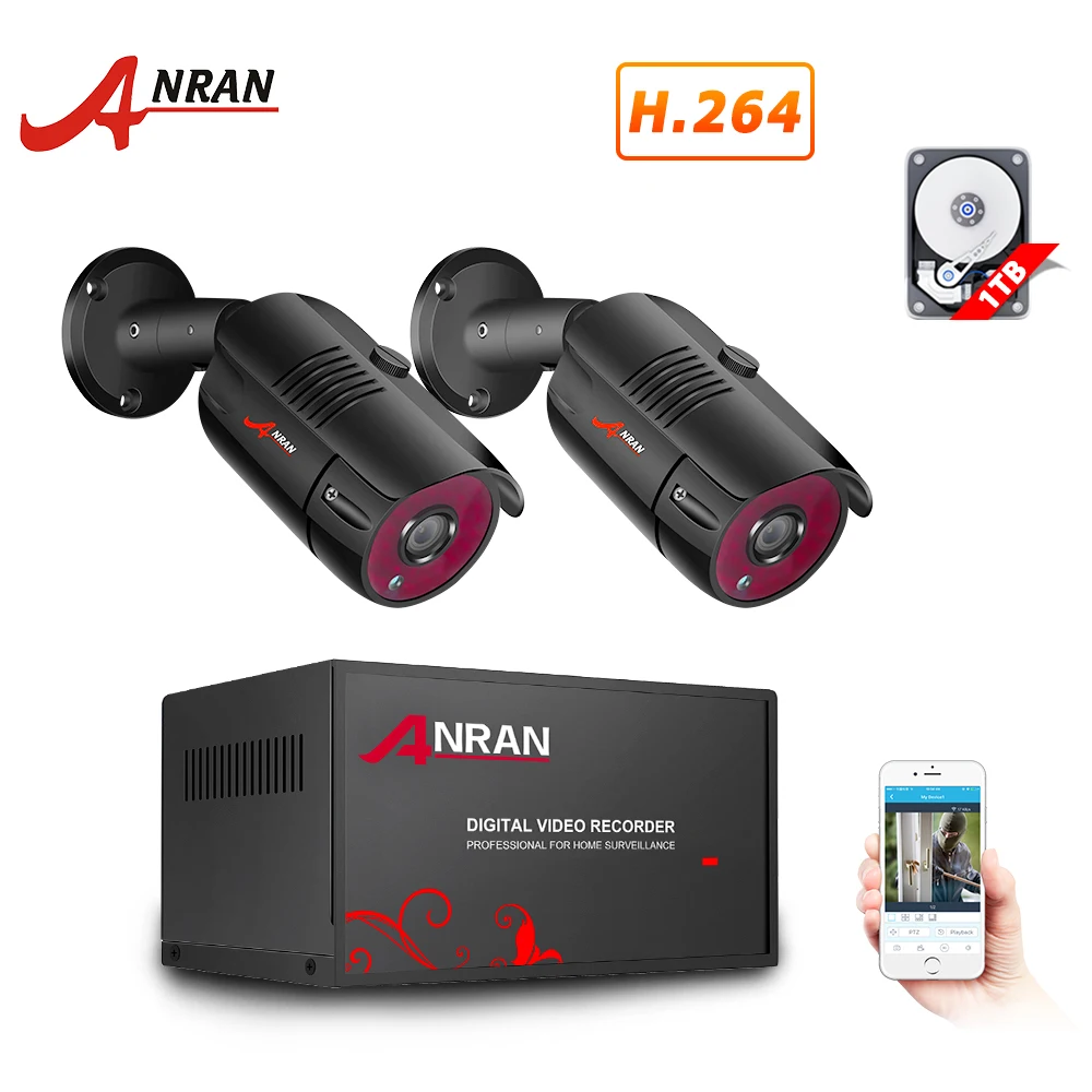 ANRAN AHD DVR CCTV система безопасности 1080P IR ночное видение AHD камера система для помещений и улицы 4CH DVR система видеонаблюдения