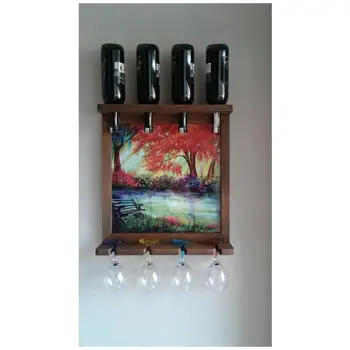 

Wall Art Picture Wooden Wine Rack Bottle Organizer Holders Beer Whiskey Bottle Bar Home Party Kitchen Salon Accessory