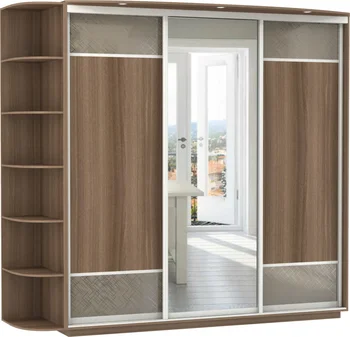 

3-х door, body ash шимо dark, door particle board, mirror, Deco. Glass