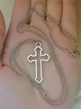 Collar con colgante gótico de Cruz hueca para hombre y mujer, collar de estilo callejero, Color plateado, regalo, joyería de cuello al por mayor