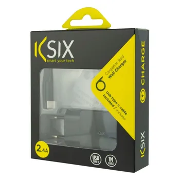 

Wall Charger + USB A to USB C Cable KSIX USB Black