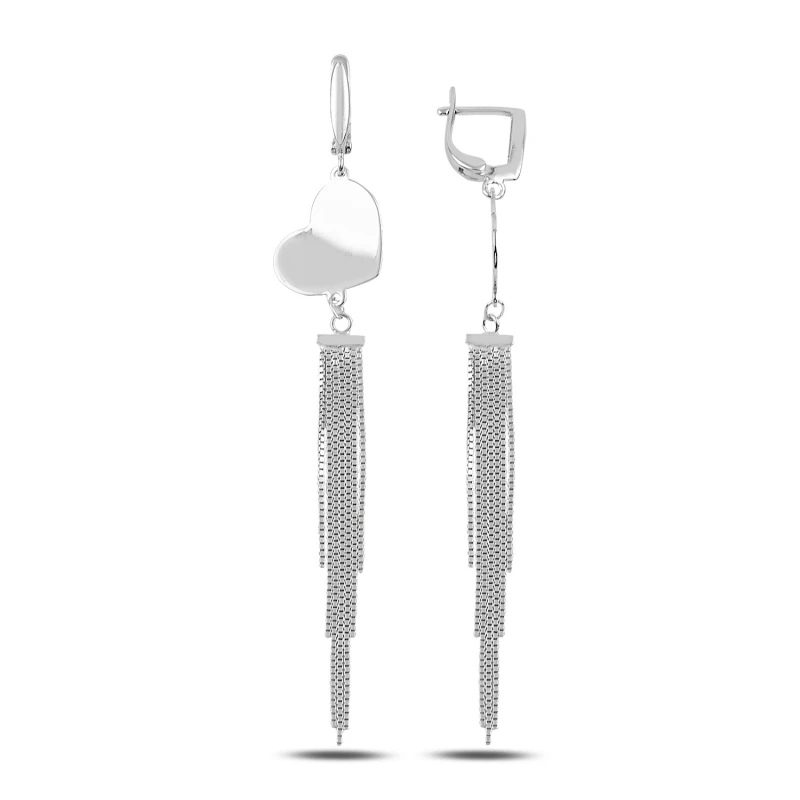 

Silver 925 Sterling Zircon Cubic Zirconia Dangle Heart J Earrings