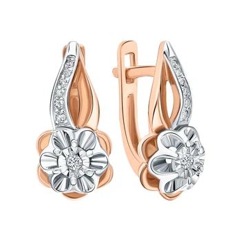 

Gold earrings "diamonds of Yakutia" sunlight sample 585