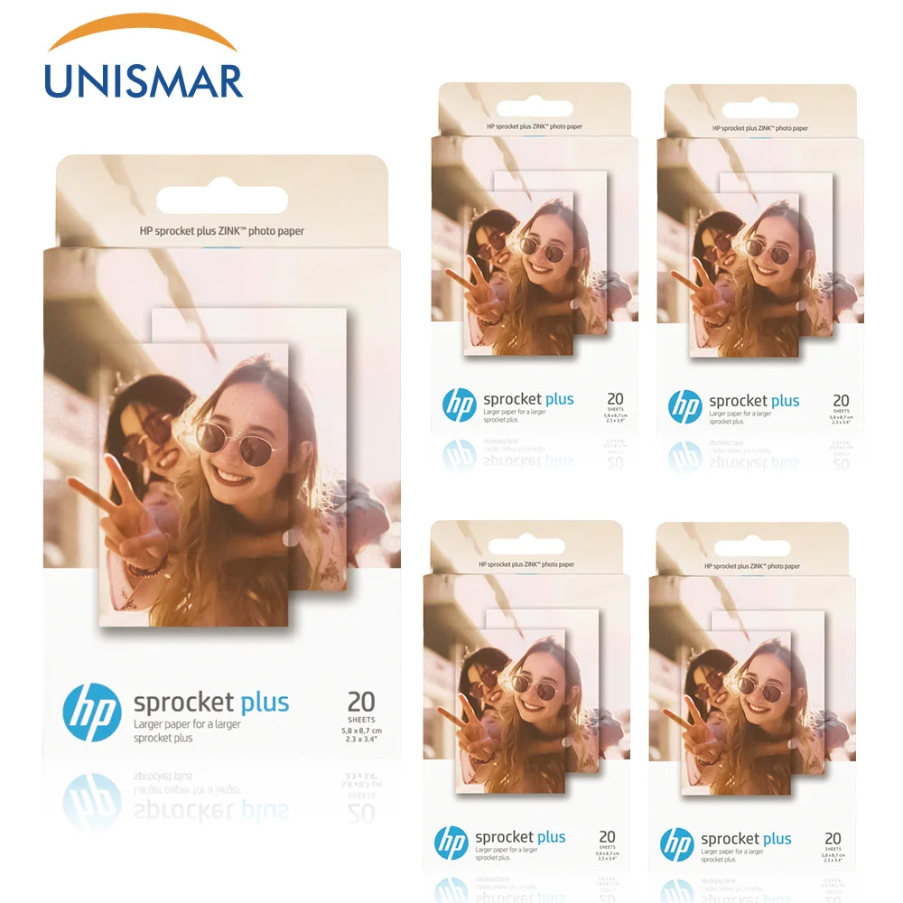 Unismar 100 Sheet for Sprocket Plus Photo Paper Printer 2.3*3.4" Sticky-Backed ZINK Photo Print Photograph Paper 5.8*8.7cm - & Office
