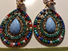 Pendientes con Clip de cristal para mujer, aretes sin Piercing, estilo bohemio, turco, Vintage, étnico, 6 colores
