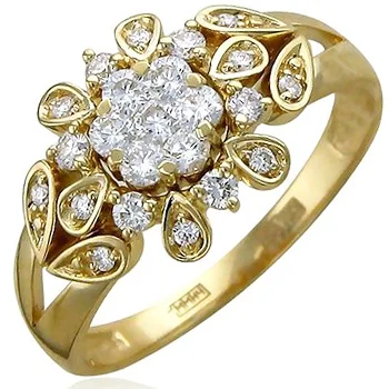 

Esthete flower ring with 23 yellow gold diamonds 750