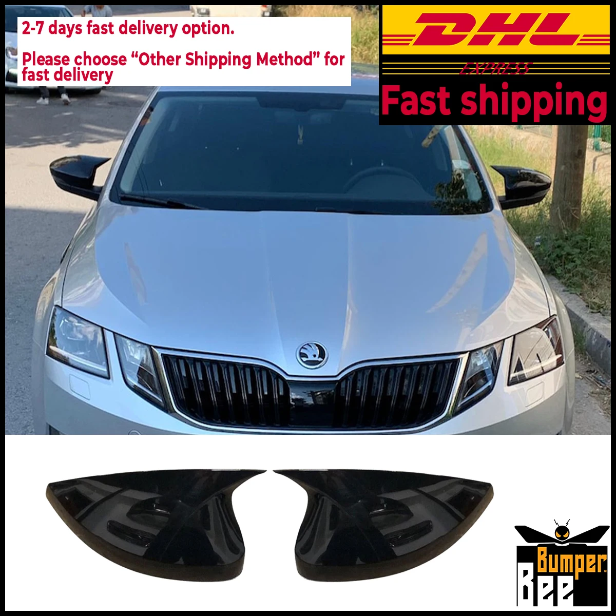 Зеркальный чехол для Skoda Octavia 2013 2014 2015 2016 2017 2018 2019 аксессуары яркий черный с