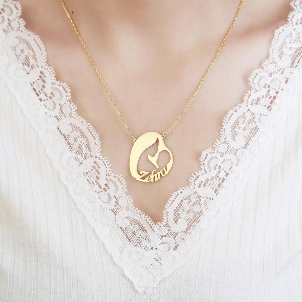 

Vaoov 925 Sterling Silver Personalized Mother Baby Necklace - Made in Turkey