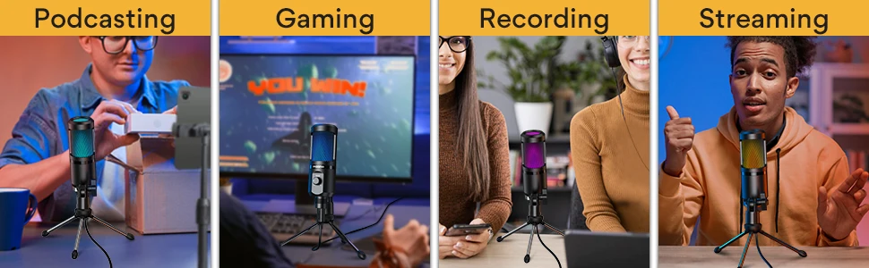 MAONO Gaming USB Microphone Desktop Condenser Podcast Microfono Recording Streaming Microphones With Breathing Light PM461TR RGB