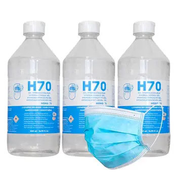 

Hydroalcoholic cleansing Gel hands 3x500 ml. 70% Alcohol Aloe Vera + Facial gift