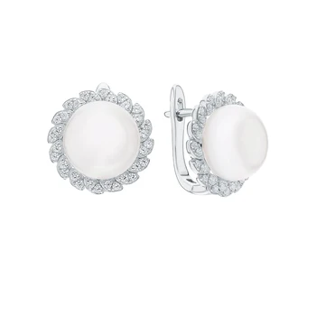 

Silver earrings with pearls and cubic zirconium sunlight sample 925