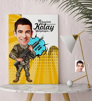 

Personalized Mr Expert Gendarme Cartoon Canvas Table (30x50 cm.) - 1Kişiye custom Designs Table Valentine's Day Home Office