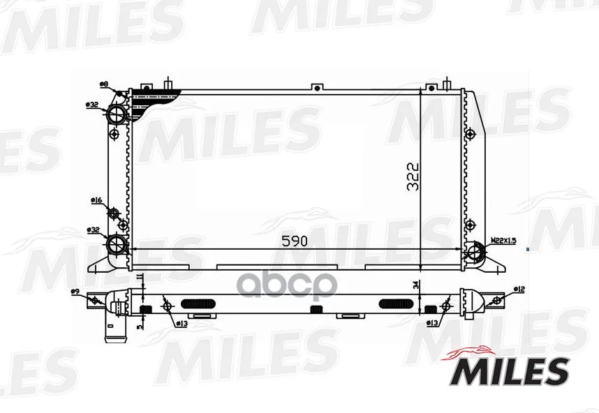 Радиатор Audi A80 1.6-2.0 86-94 Miles Acrm012 Miles арт. ACRM012