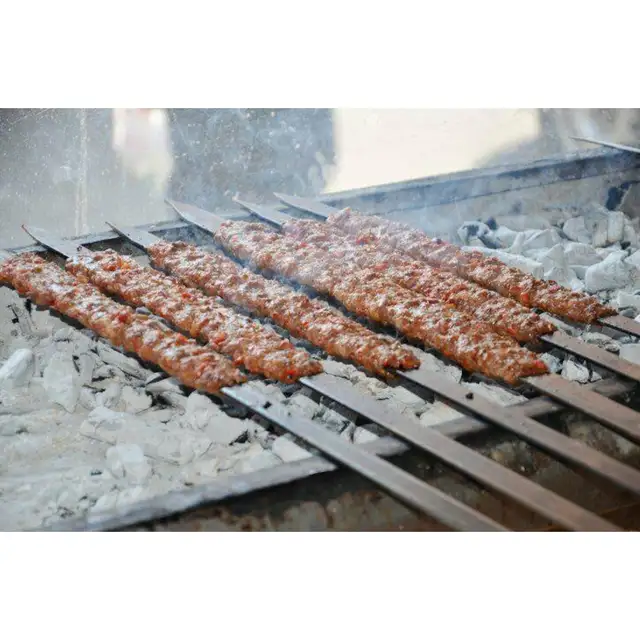 Króm Rozsdamentes Acél Húsdaráló Kebab Nyárs (Adana-Urfa-Pistachio Nyárs) Bbq Rácsminőség